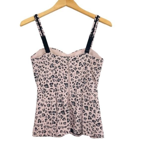 GUESS Leopard Print Sweetheart Bustier Peplum Top Size Small - Picture 2 of 9